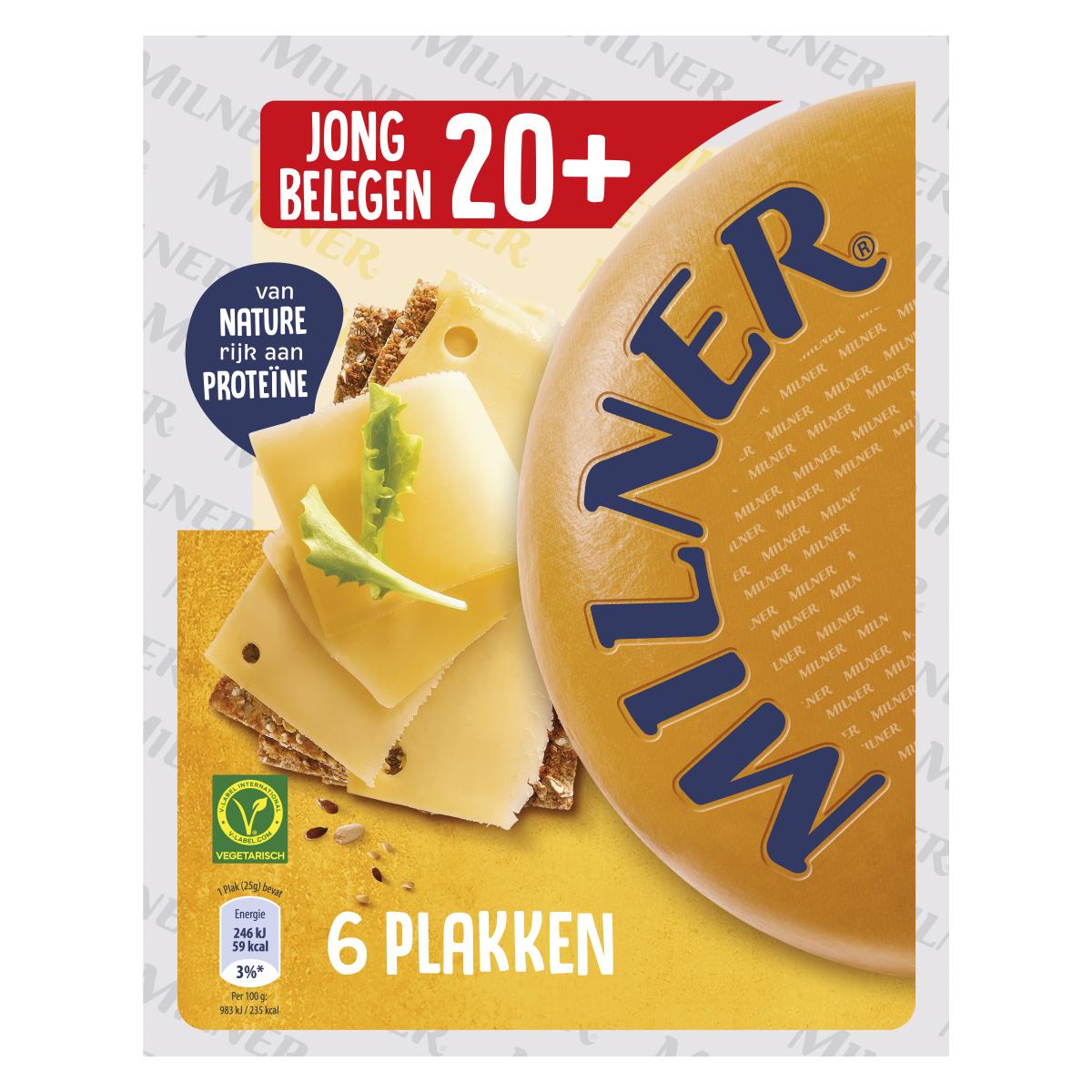 Milner 20+ Kaas Jong Belegen Plakken 150g